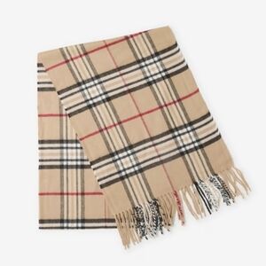 ​V. Fraas Cashmink Muffler Scarf in Camel Check